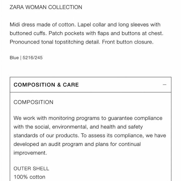 ZARA DENIM SHIRTDRESS ZW COLLECTION - Picture 5 of 5